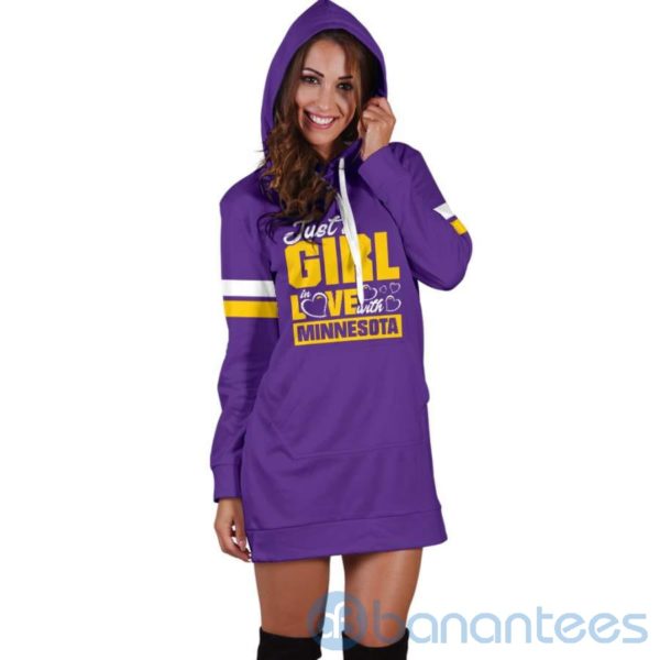 Just A Girl in Love With Minnesota Hoodie Dress For Women Product Photo