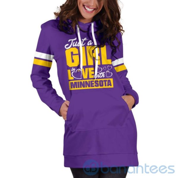 Just A Girl in Love With Minnesota Hoodie Dress For Women Product Photo