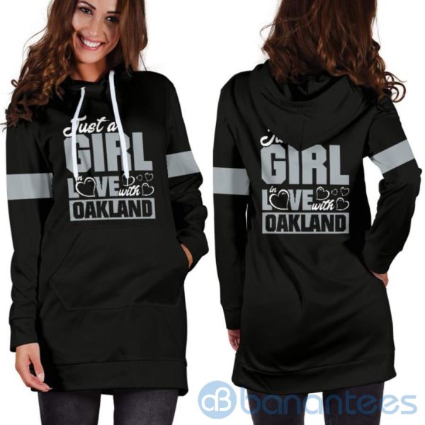 Just A Girl in Love With Oakland Hoodie Dress For Women Product Photo