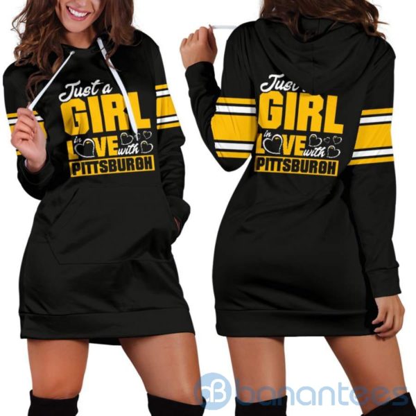 Just A Girl in Love With Pittsburgh Hoodie Dress For Women Product Photo