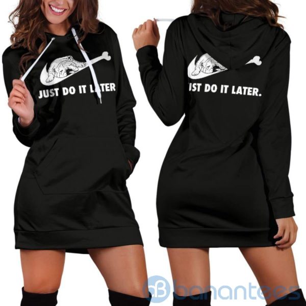 Just Do It Later Bulldog Hoodie Dress For Women Product Photo