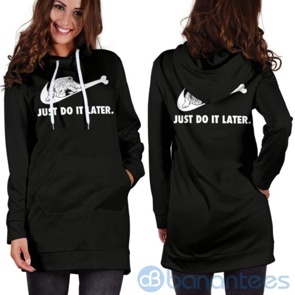 Just Do It Later Bulldog Hoodie Dress For Women Product Photo