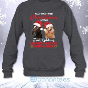 Just Kidding I Want A Horse And A Dog For Christmas Funny Sweatshirt Product Photo