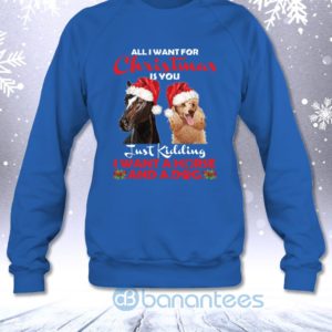 Just Kidding I Want A Horse And A Dog For Christmas Funny Sweatshirt Product Photo