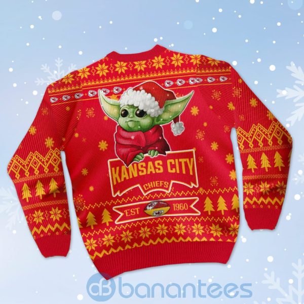 Kansas City Chiefs Cute Baby Yoda Grogu Ugly Christmas 3D Sweater Product Photo