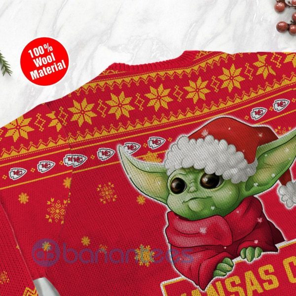 Kansas City Chiefs Cute Baby Yoda Grogu Ugly Christmas 3D Sweater Product Photo