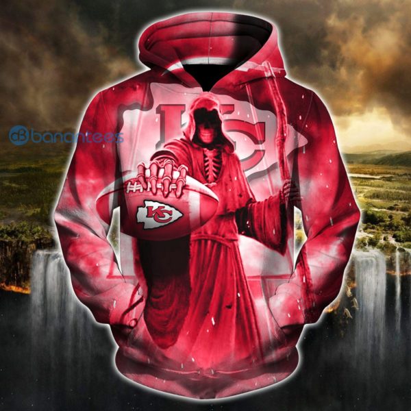 Kansas City Chiefs Death Skull All Over Printed 3D Hoodie Zip Hoodie Product Photo