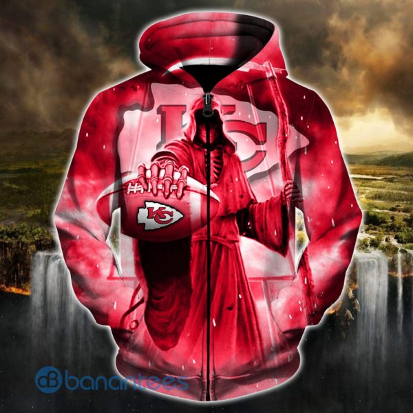 Kansas City Chiefs Death Skull All Over Printed 3D Hoodie Zip Hoodie Product Photo