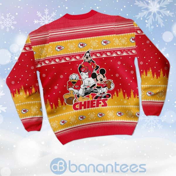 Kansas City Chiefs Disney Donald Duck Mickey Mouse Goofy Custom Name Christmas 3D Sweater Product Photo