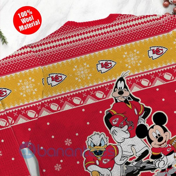 Kansas City Chiefs Disney Donald Duck Mickey Mouse Goofy Custom Name Christmas 3D Sweater Product Photo