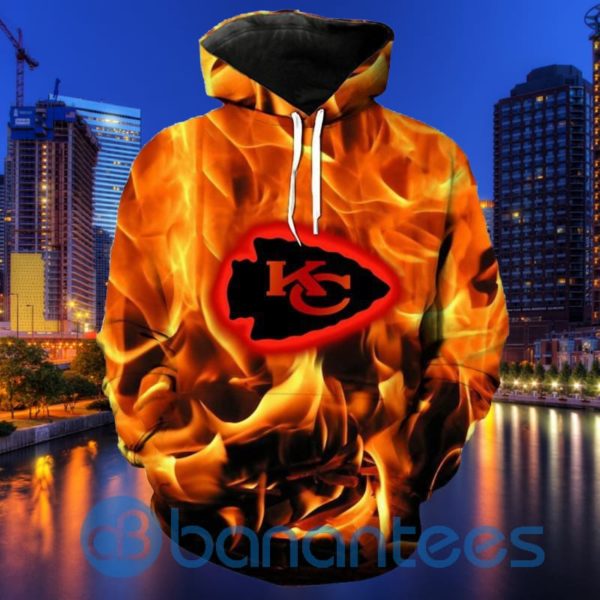 Kansas City Chiefs Flame Fire All Over Printed 3D Hoodie Zip Hoodie Product Photo