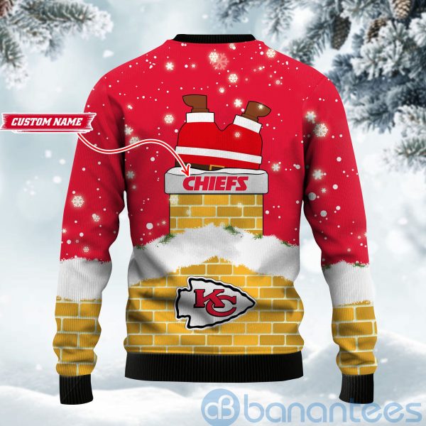 Kansas City Chiefs Football Team Logo Symbol Santa Claus Custom Name Christmas 3D Sweater Product Photo