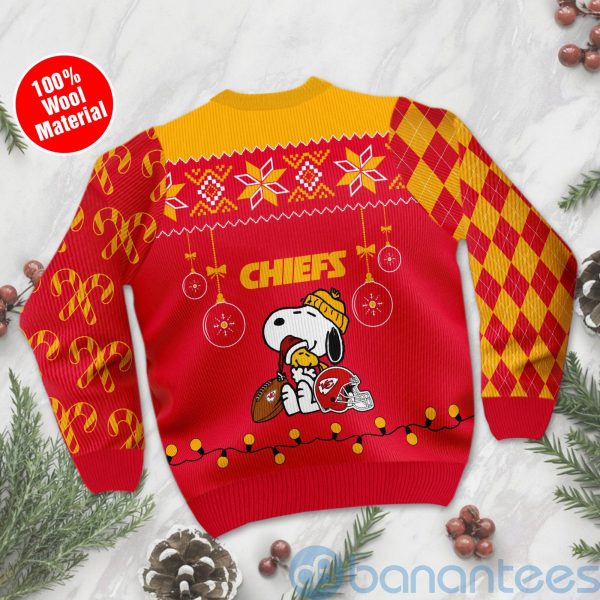 Kansas City Chiefs Funny Charlie Brown Peanuts Snoopy Christmas Tree Ugly Christmas 3D Sweater Product Photo