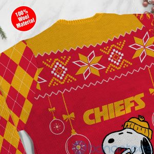 Kansas City Chiefs Funny Charlie Brown Peanuts Snoopy Christmas Tree Ugly Christmas 3D Sweater Product Photo