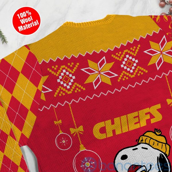 Kansas City Chiefs Funny Charlie Brown Peanuts Snoopy Christmas Tree Ugly Christmas 3D Sweater Product Photo