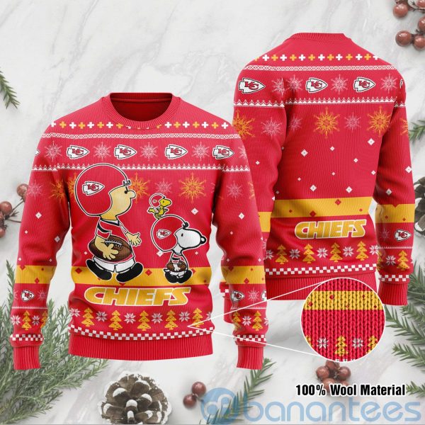 Kansas City Chiefs Funny Charlie Brown Peanuts Snoopy Ugly Christmas 3D Sweater Product Photo