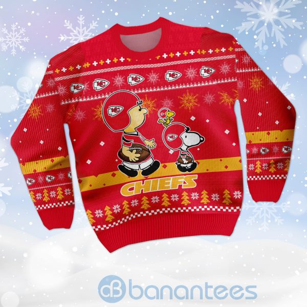Kansas City Chiefs Funny Charlie Brown Peanuts Snoopy Ugly Christmas 3D Sweater Product Photo