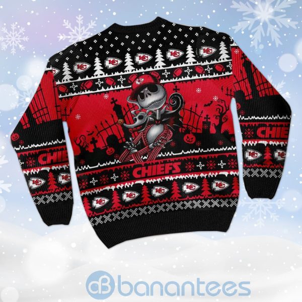 Kansas City Chiefs Jack Skellington Halloween Ugly Christmas 3D Sweater Product Photo