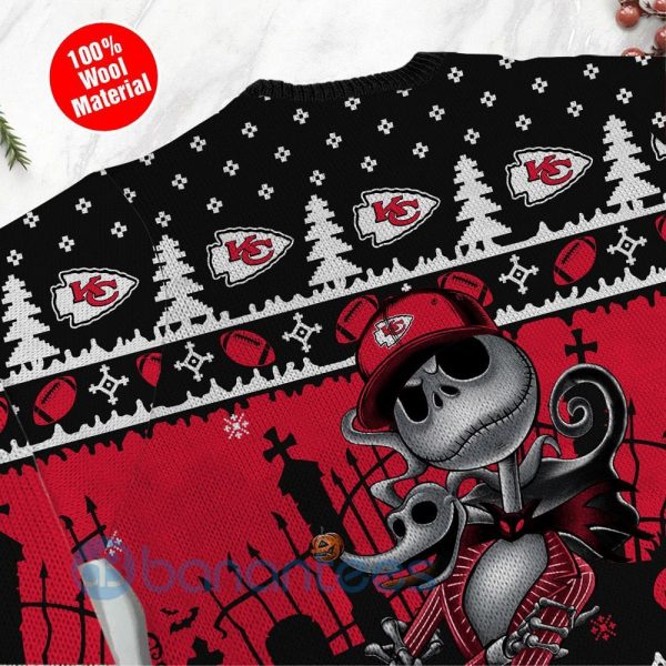 Kansas City Chiefs Jack Skellington Halloween Ugly Christmas 3D Sweater Product Photo
