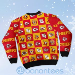 Kansas City Chiefs Logo Checkered Flannel Design Ugly Christmas 3D Sweater Product Photo