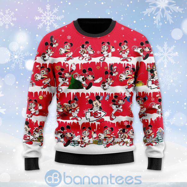 Kansas City Chiefs Mickey American Football Ugly Christmas 3D Sweater Product Photo