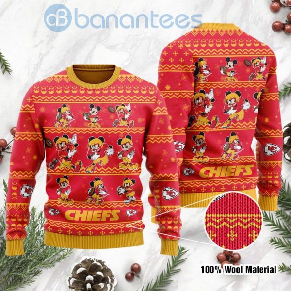 Kansas City Chiefs Mickey Mouse Ugly Christmas 3D Sweater Product Photo