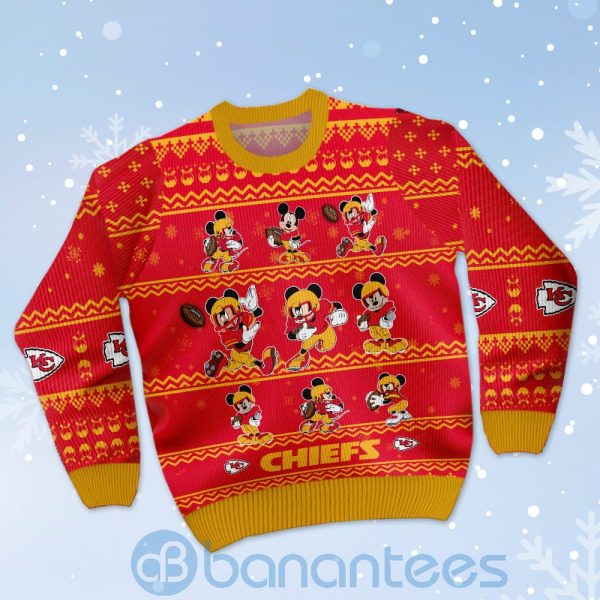 Kansas City Chiefs Mickey Mouse Ugly Christmas 3D Sweater Product Photo