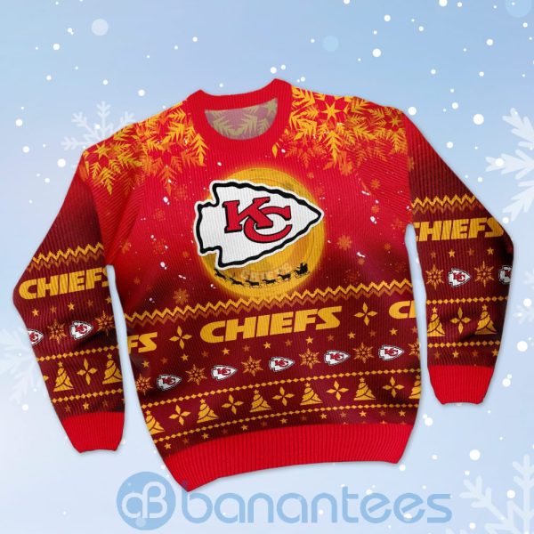Kansas City Chiefs Santa Claus In The Moon Ugly Christmas 3D Sweater Product Photo