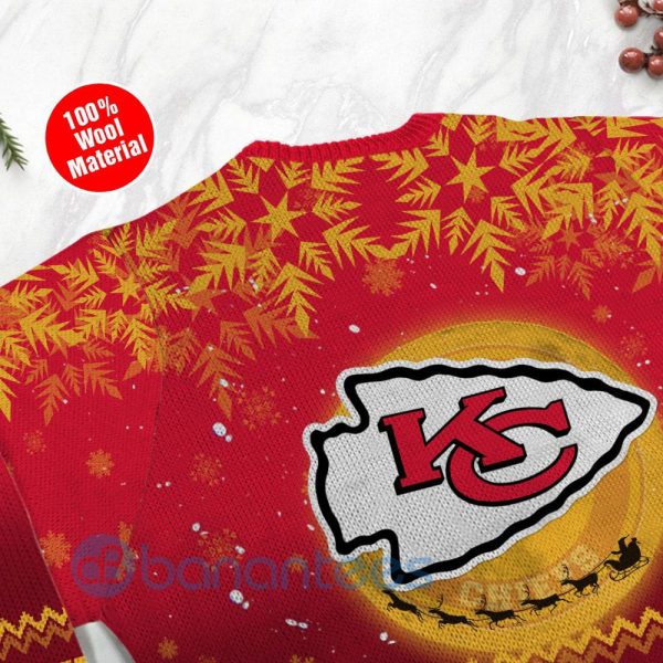 Kansas City Chiefs Santa Claus In The Moon Ugly Christmas 3D Sweater Product Photo