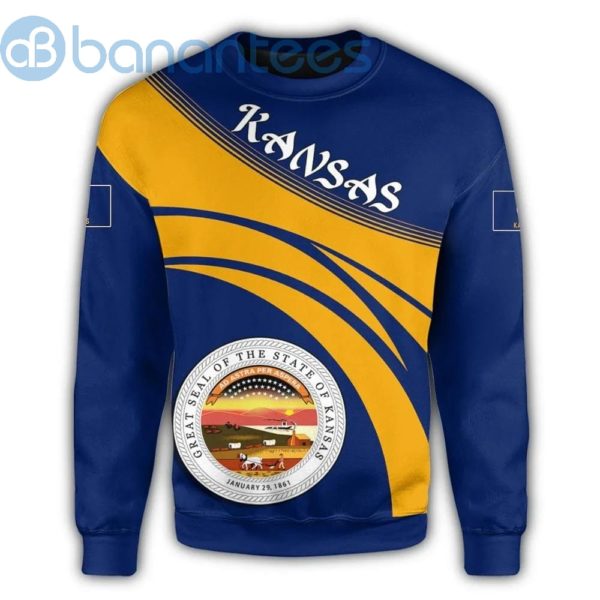 Kansas Coat Of Arms Cricket Style Yellow And Royal All Over Printed 3D Sweatshirt Product Photo