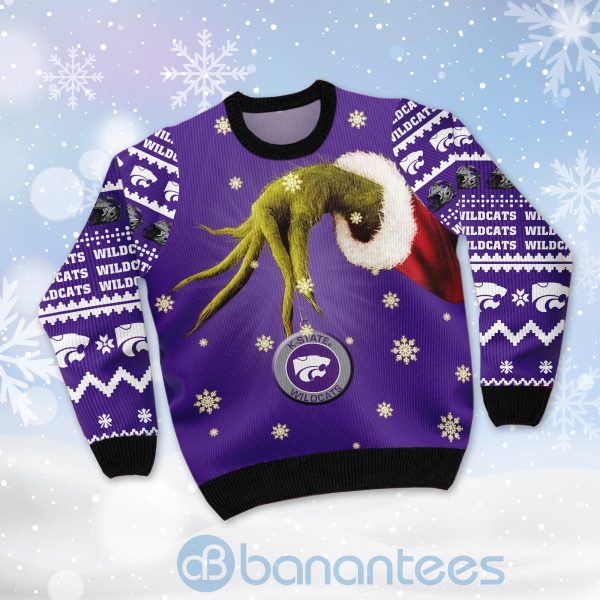 Kansas State Wildcats Team Grinch Ugly Christmas 3D Sweater Product Photo