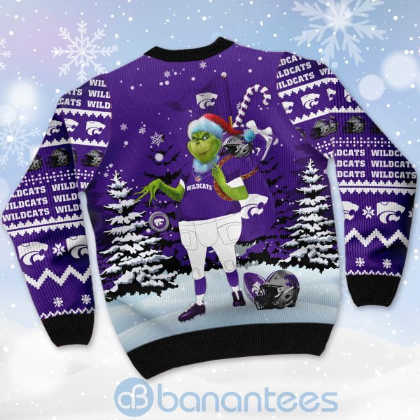 Kansas State Wildcats Team Grinch Ugly Christmas 3D Sweater Product Photo