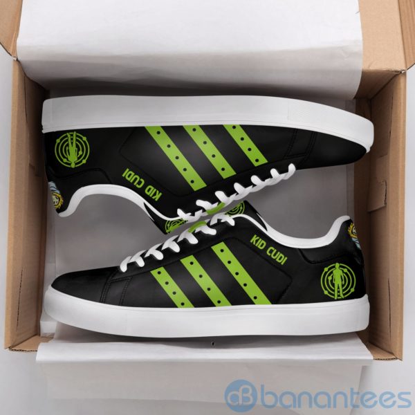 Kid Cudi Green Striped Black Low Top Skate Shoes Product Photo