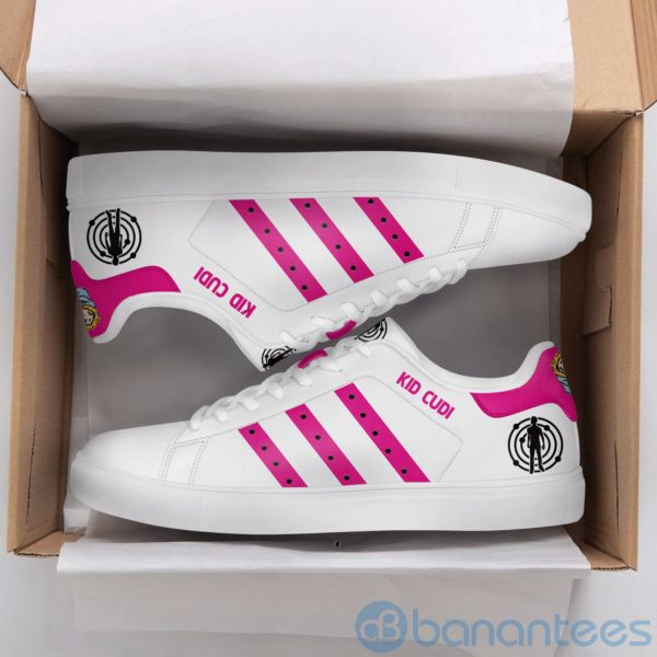 Kid Cudi Pink Striped White Low Top Skate Shoes Product Photo