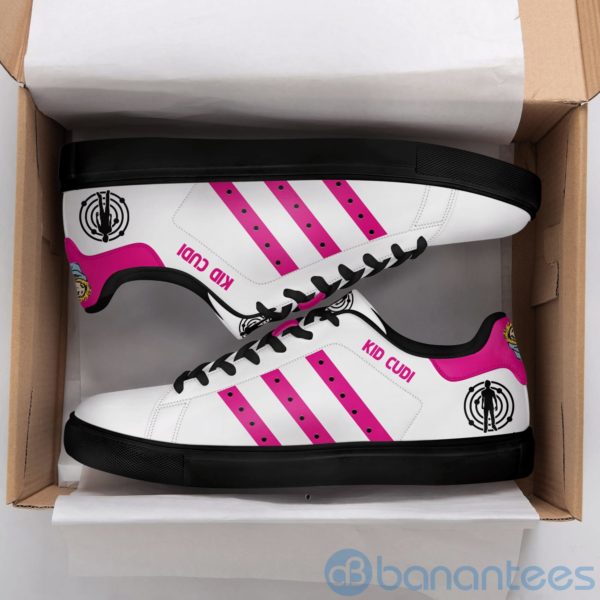 Kid Cudi Pink Striped White Low Top Skate Shoes Product Photo