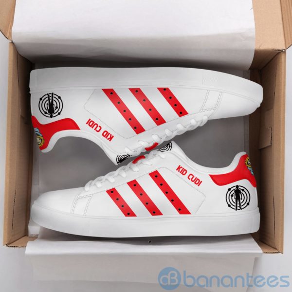 Kid Cudi Red Striped White Low Top Skate Shoes Product Photo