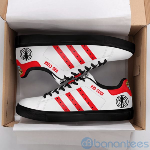 Kid Cudi Red Striped White Low Top Skate Shoes Product Photo