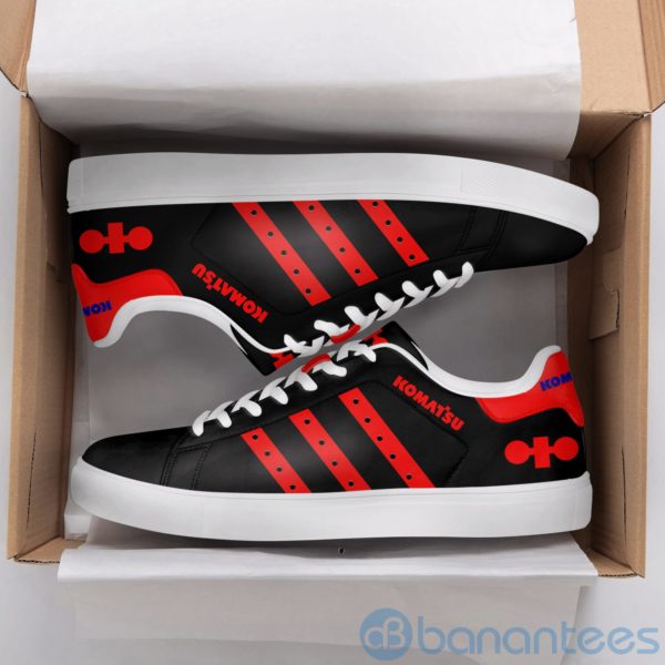 Komatsu Red Striped Black Low Top Skate Shoes Product Photo