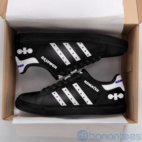 Komatsu White Striped Black Low Top Skate Shoes Product Photo