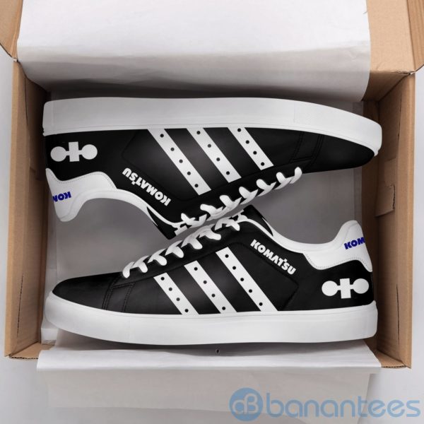 Komatsu White Striped Black Low Top Skate Shoes Product Photo