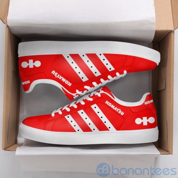 Komatsu White Striped Red Low Top Skate Shoes Product Photo