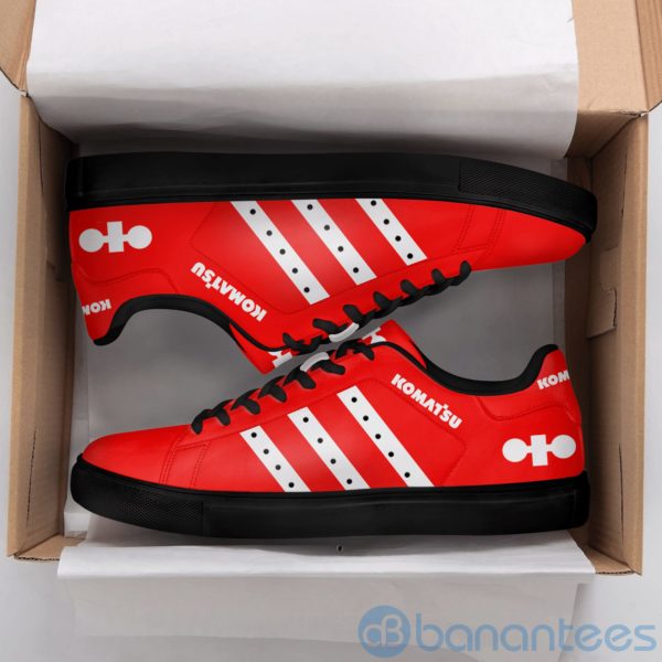 Komatsu White Striped Red Low Top Skate Shoes Product Photo