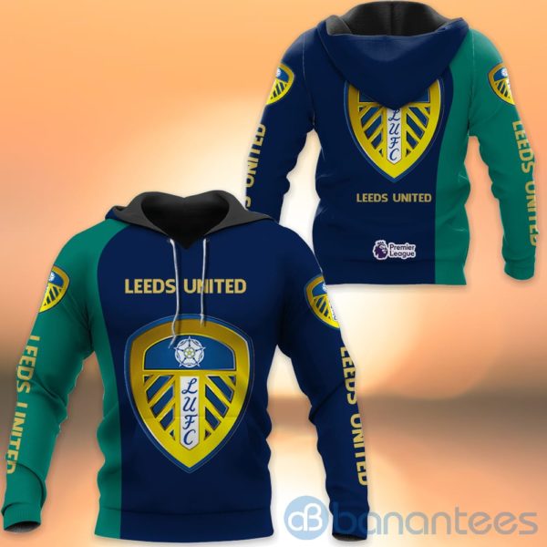 Leedsu Navy And Green All Over Printed Hoodies Zip Hoodies Product Photo