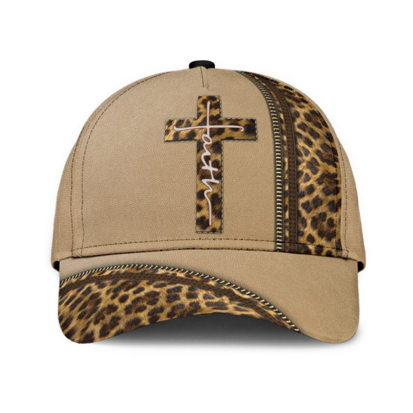 Leopard Faith Jesus Cross All Over Printed 3D Cap Product Photo