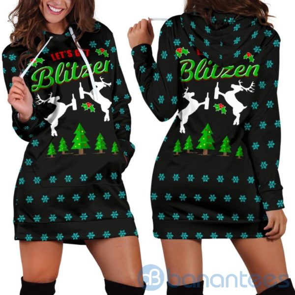 Let's Get Blitzen Christmas Hoodie Dress For Women Product Photo