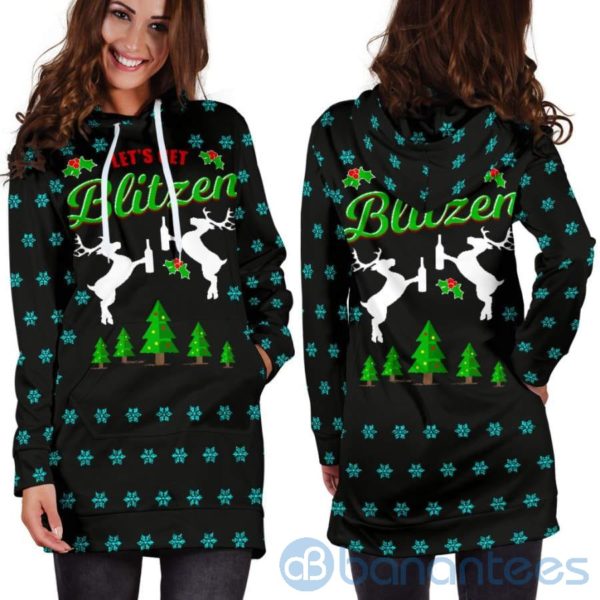 Let's Get Blitzen Christmas Hoodie Dress For Women Product Photo