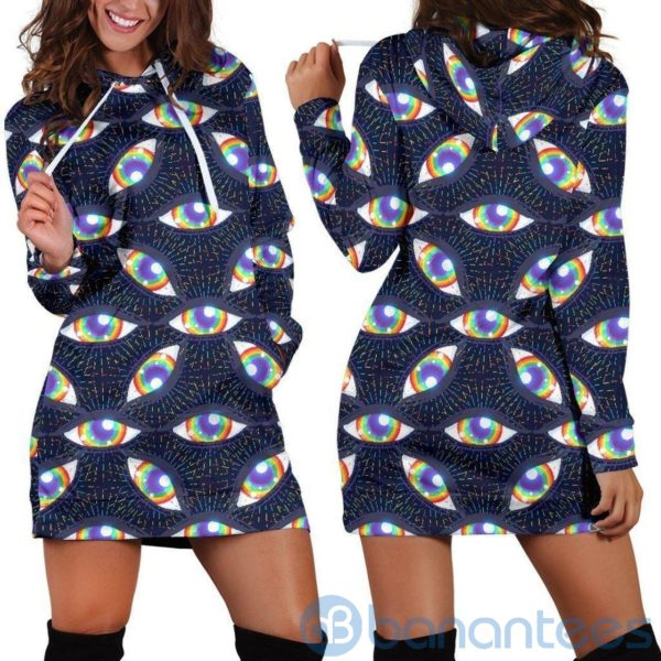 Lgbt eyes Pattern Hoodie Dress For Women Product Photo