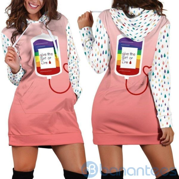Lgbt Give The Gift Of Live Hoodie Dress For Women Product Photo