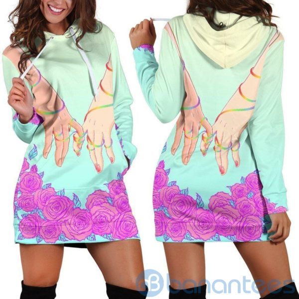 Lgbt Pink Rose Hoodie Dress For Women Product Photo