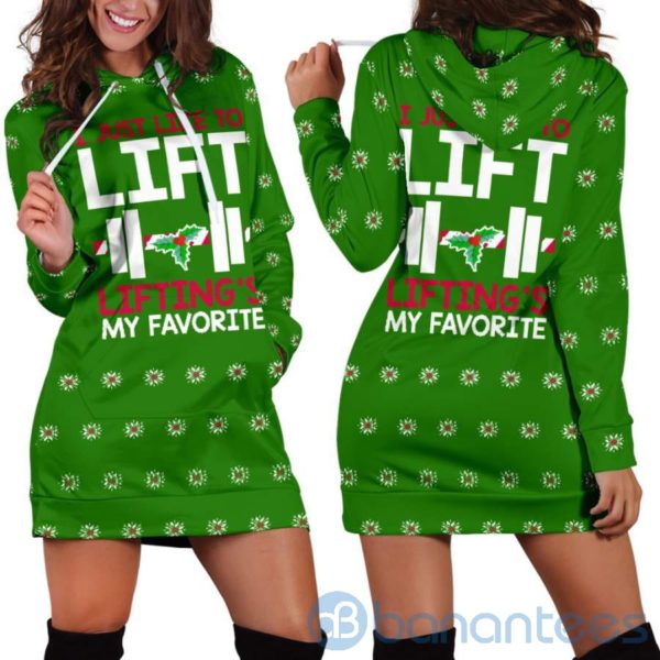 Lifting's My Favorite Christmas Hoodie Dress For Women Product Photo